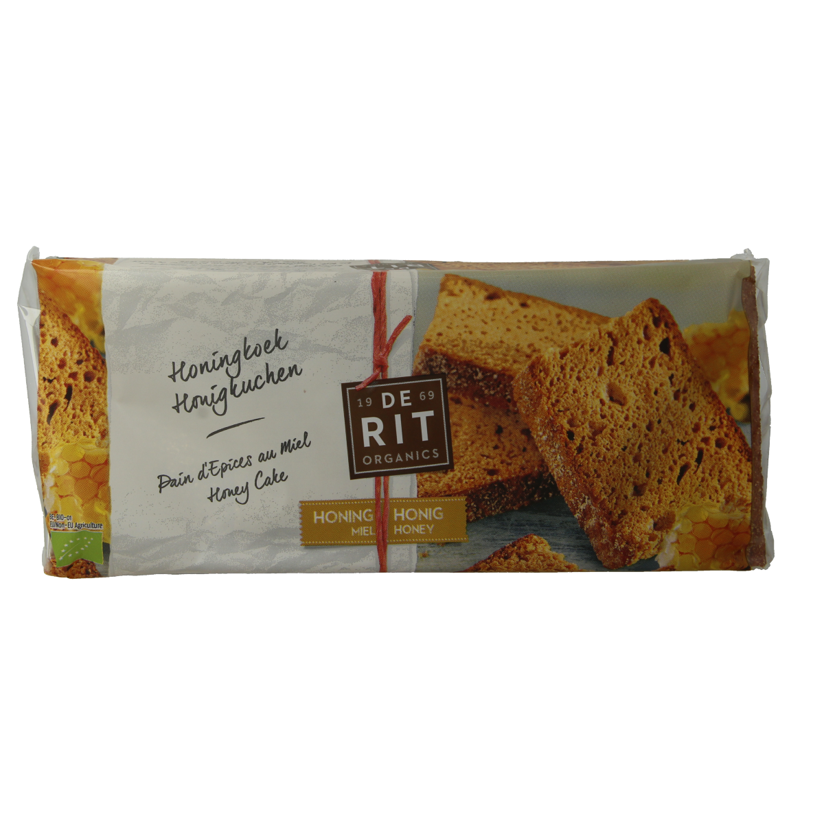De Rit Volkoren Honingkoek bio, 500g, a whole wheat honey-flavored cookie with natural ingredients.
