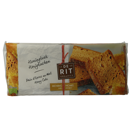 De Rit Volkoren Honingkoek bio, 500g, a whole wheat honey-flavored cookie with natural ingredients.