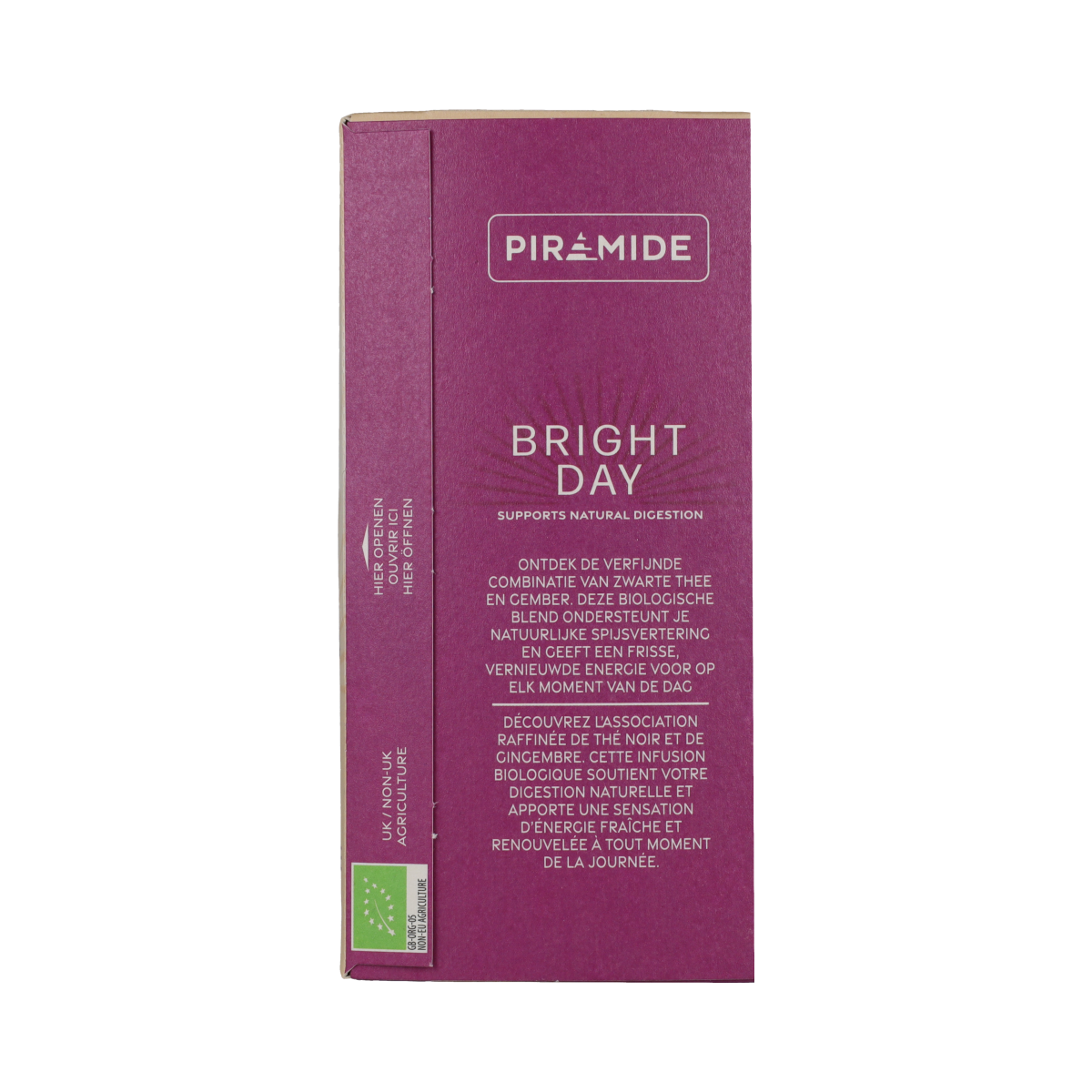 Piramide Bright Day coffee and tea pyramid tea bags, 20 packs, with individual tea bags visible in the image.