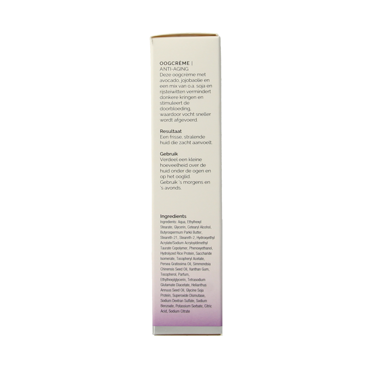 Dr. van der Hoog anti-aging eye cream in 15ml jar, eye care product with smooth texture and nourishing formula.