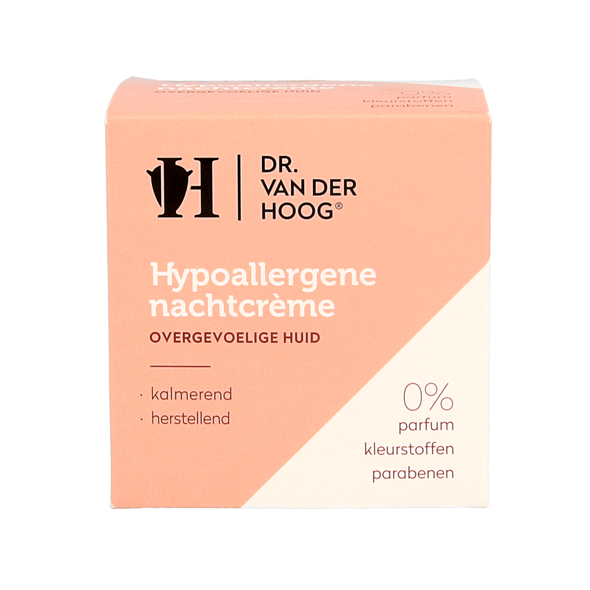 Dr. van der Hoog hypoallergenic night cream in 50ml jar, facial skincare product for gentle overnight hydration.