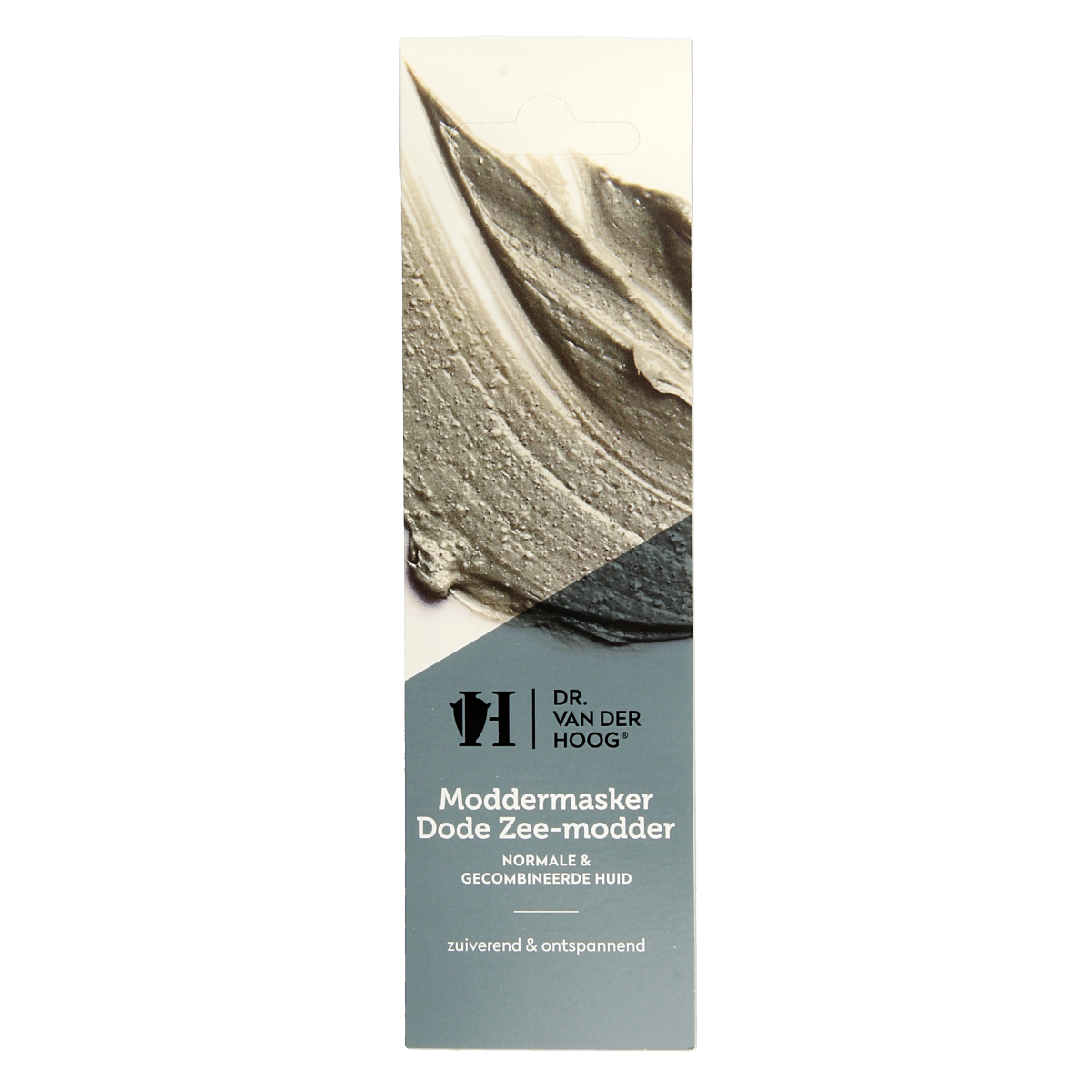 Dr. van der Hoog dode zee moddermasker in 10ml tube for facial skincare, featuring natural mineral-rich mud.