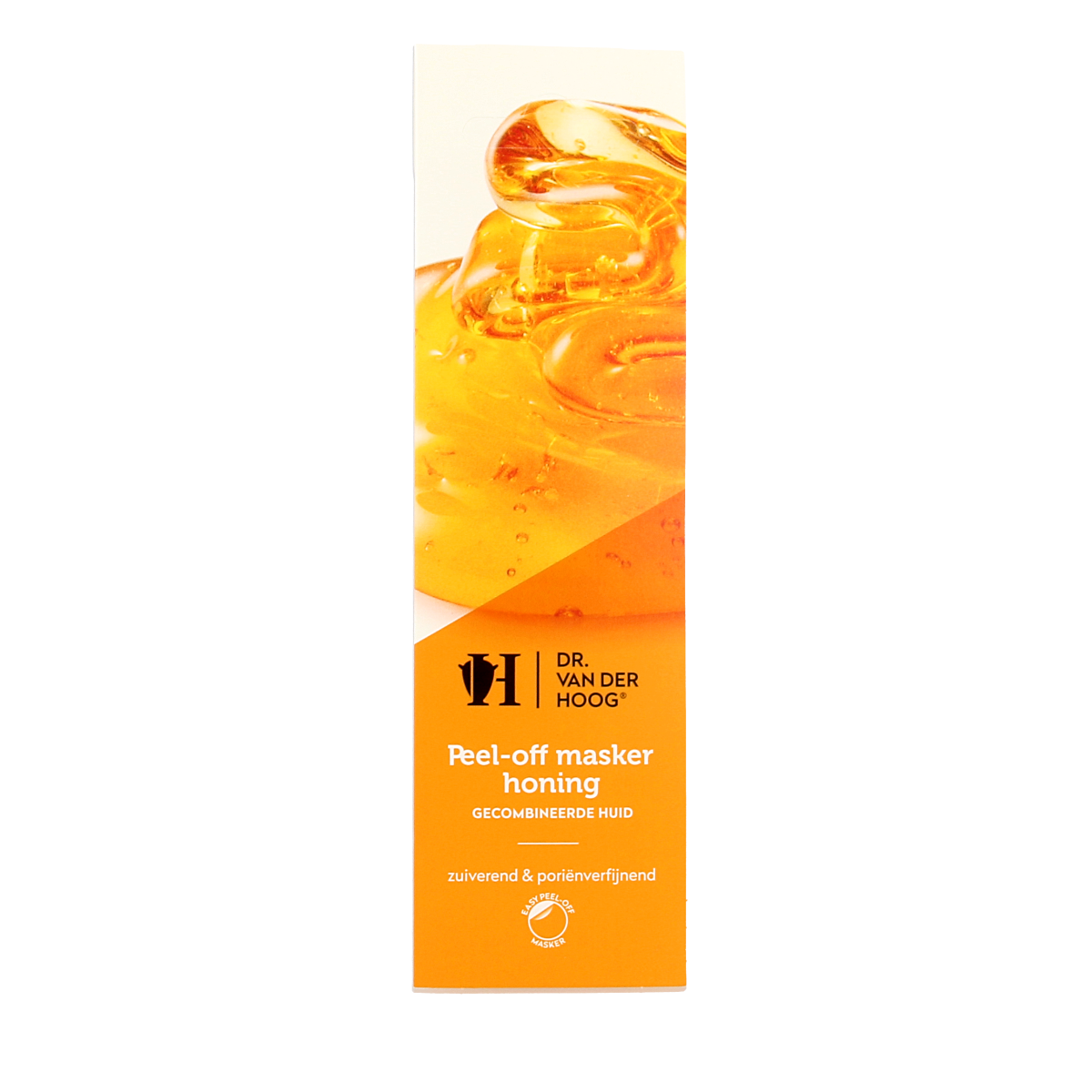 Dr. van der Hoog honey peel-off face mask in 10ml tube, showcasing the product for facial skincare.