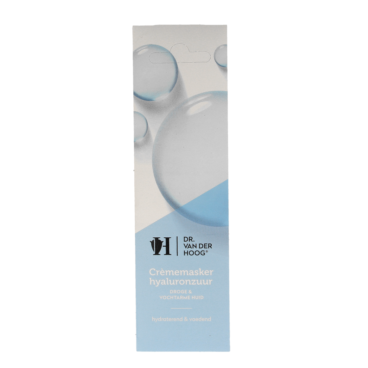 Dr. van der Hoog hyaluron facial care cream mask in 10 ml tube, featuring hydrating skincare ingredients.