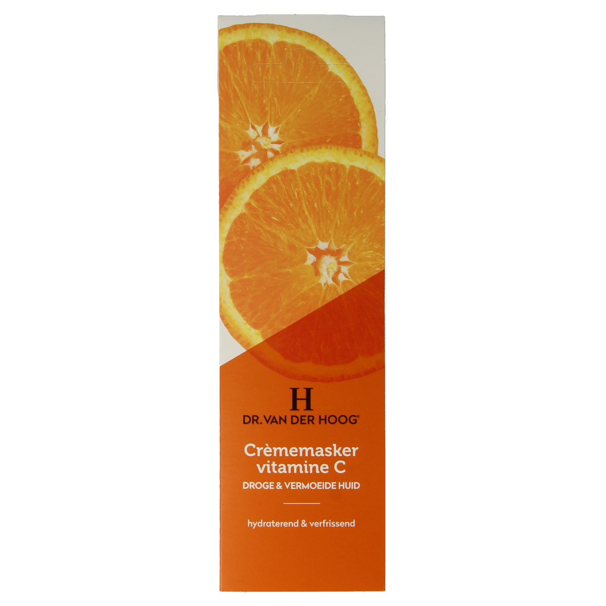 Dr. van der Hoog vitamine C face mask in a 10ml tube, designed for facial skin care and brightening.