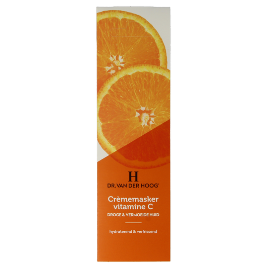 Dr. van der Hoog vitamine C face mask in a 10ml tube, designed for facial skin care and brightening.