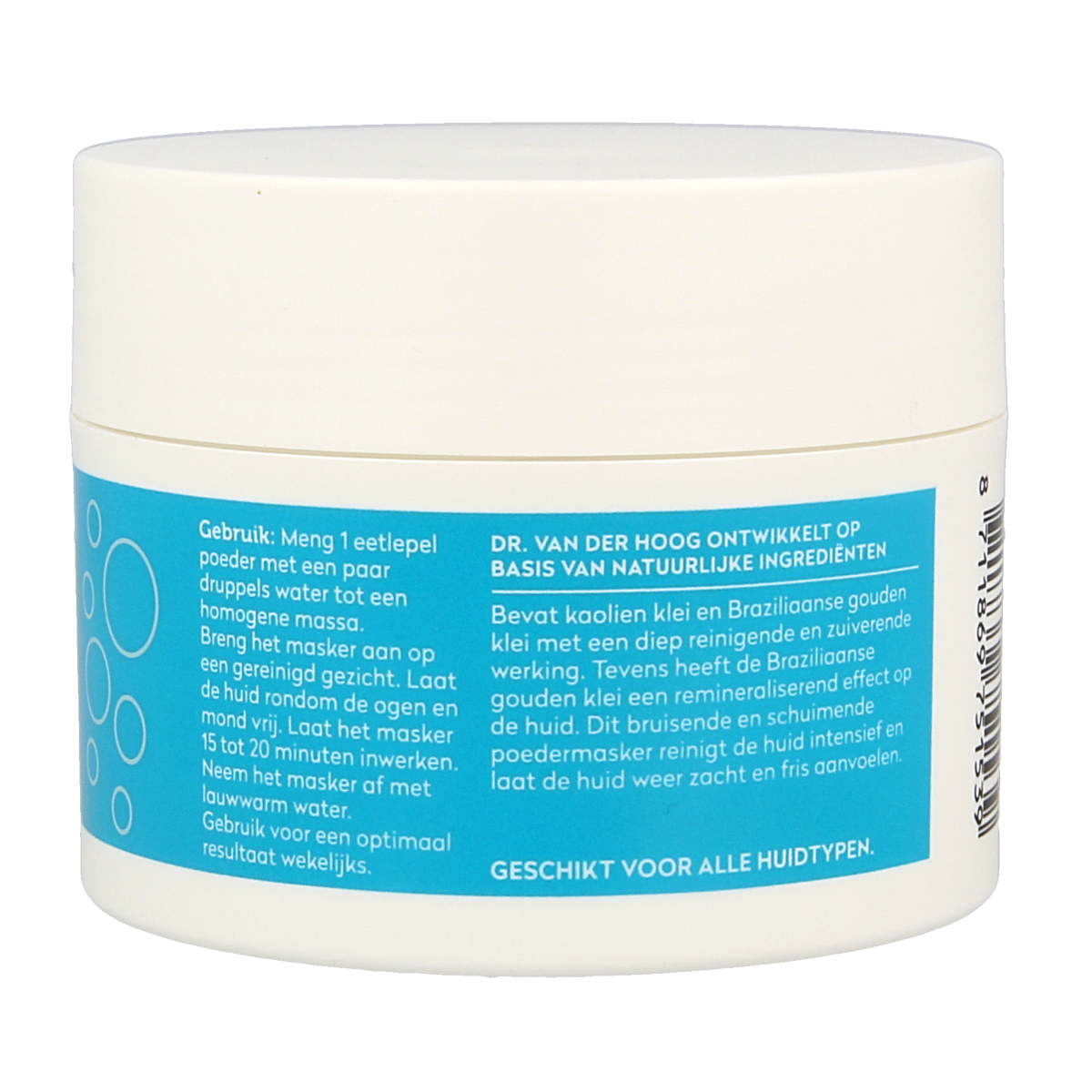 Dr. van der Hoog poedermasker schuim reiniger in 70g, facial cleansing foam with powder mask texture for skincare.