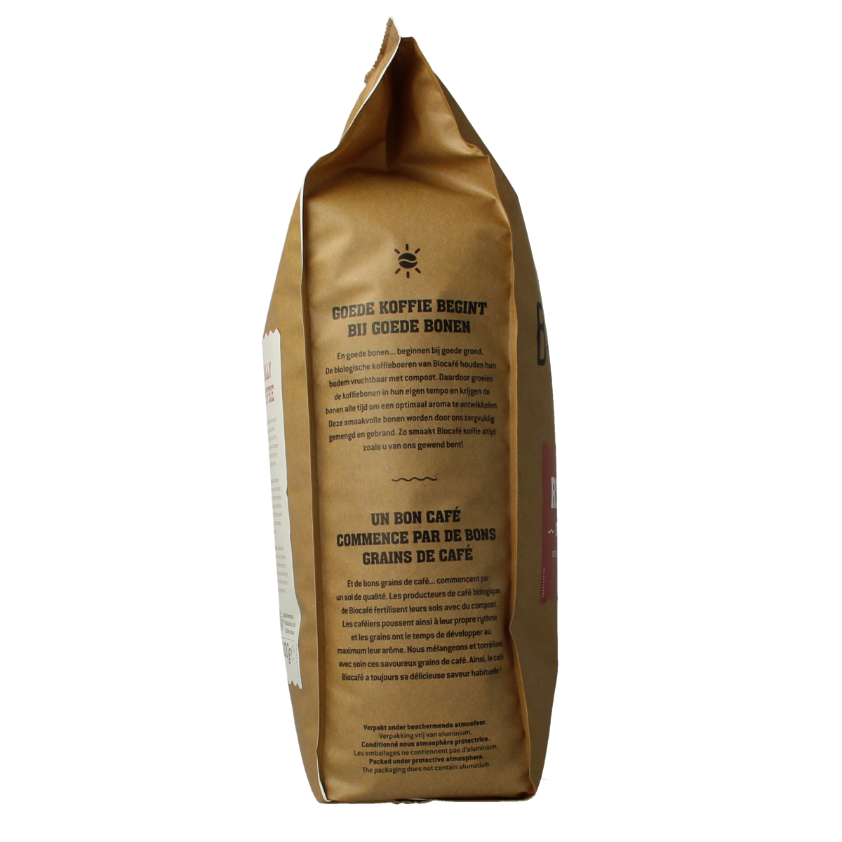 Biocafe bio coffee beans in a 1kg bag, premium organic coffee for brewing rich, flavorful coffee at home.