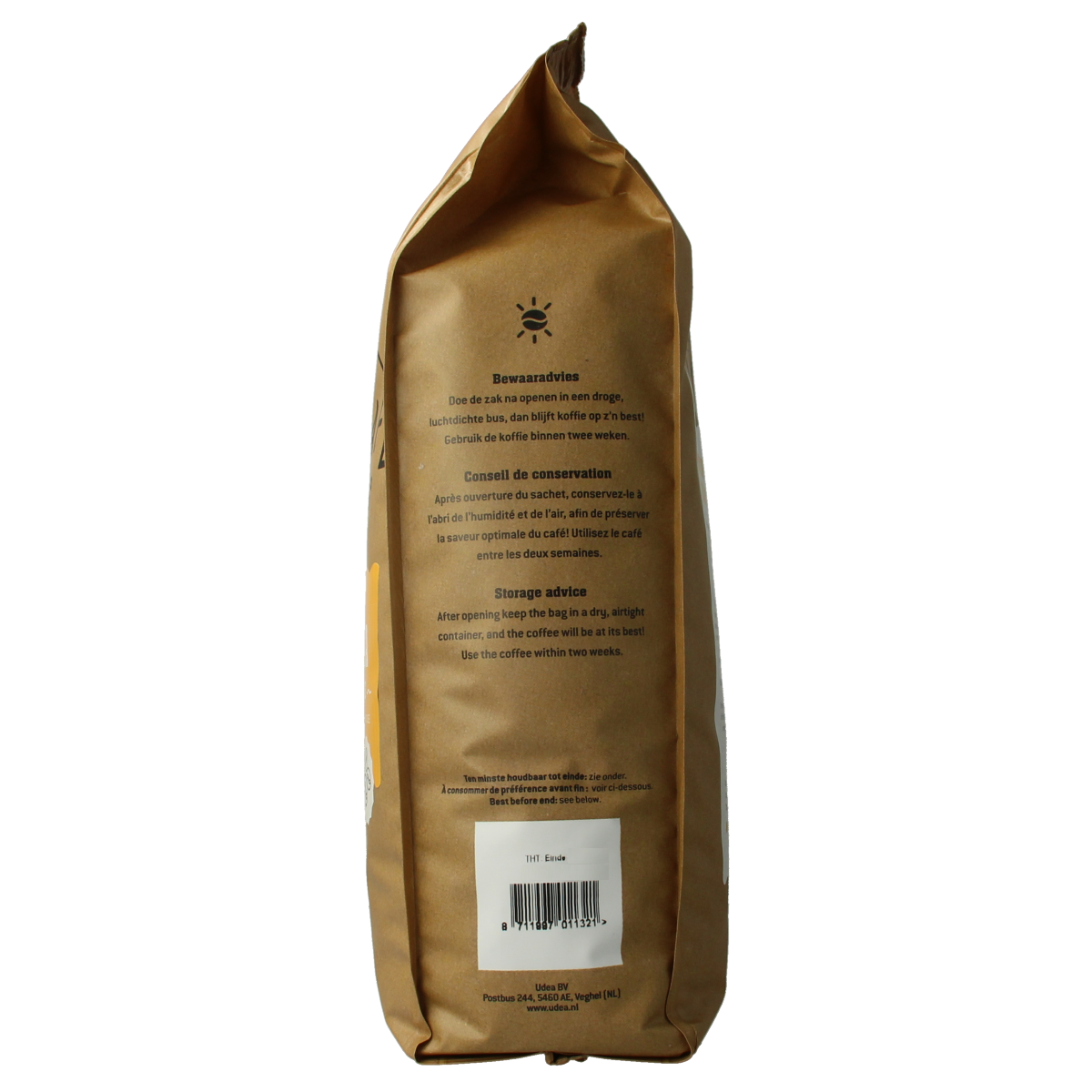 Biocafe organic Arabica coffee beans in a 1kg bag, high-quality coffee for brewing and fresh aroma.