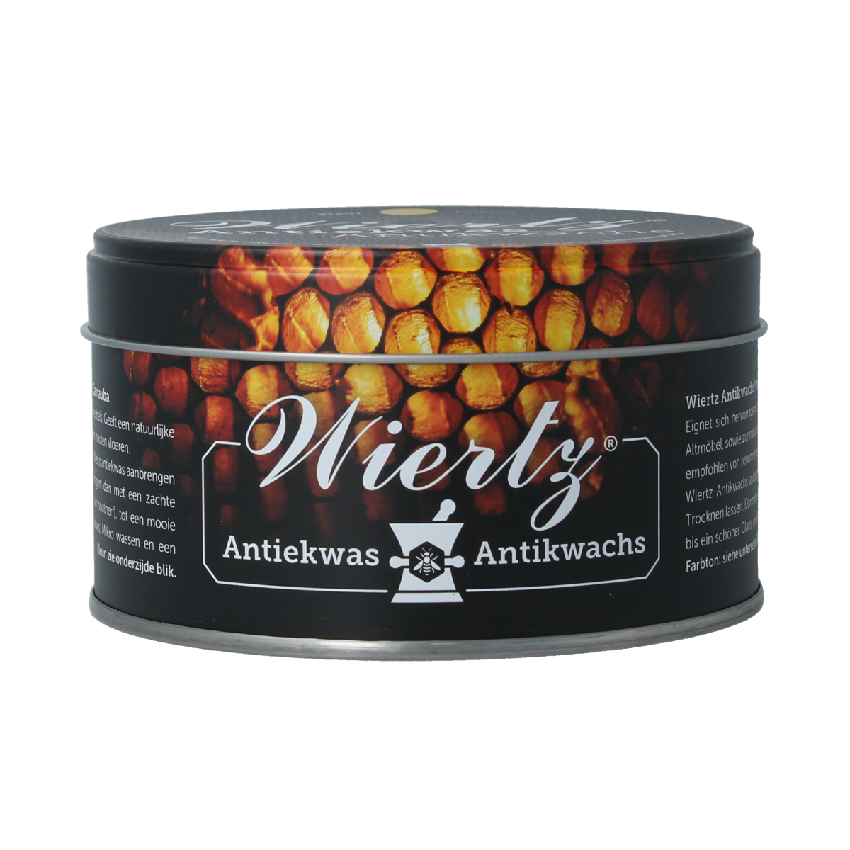 Wiertz Antiekwas naturel/geel in een fles van 380 ml, geschikt voor schoonmaak en onderhoud van hout en antieke oppervlakken.