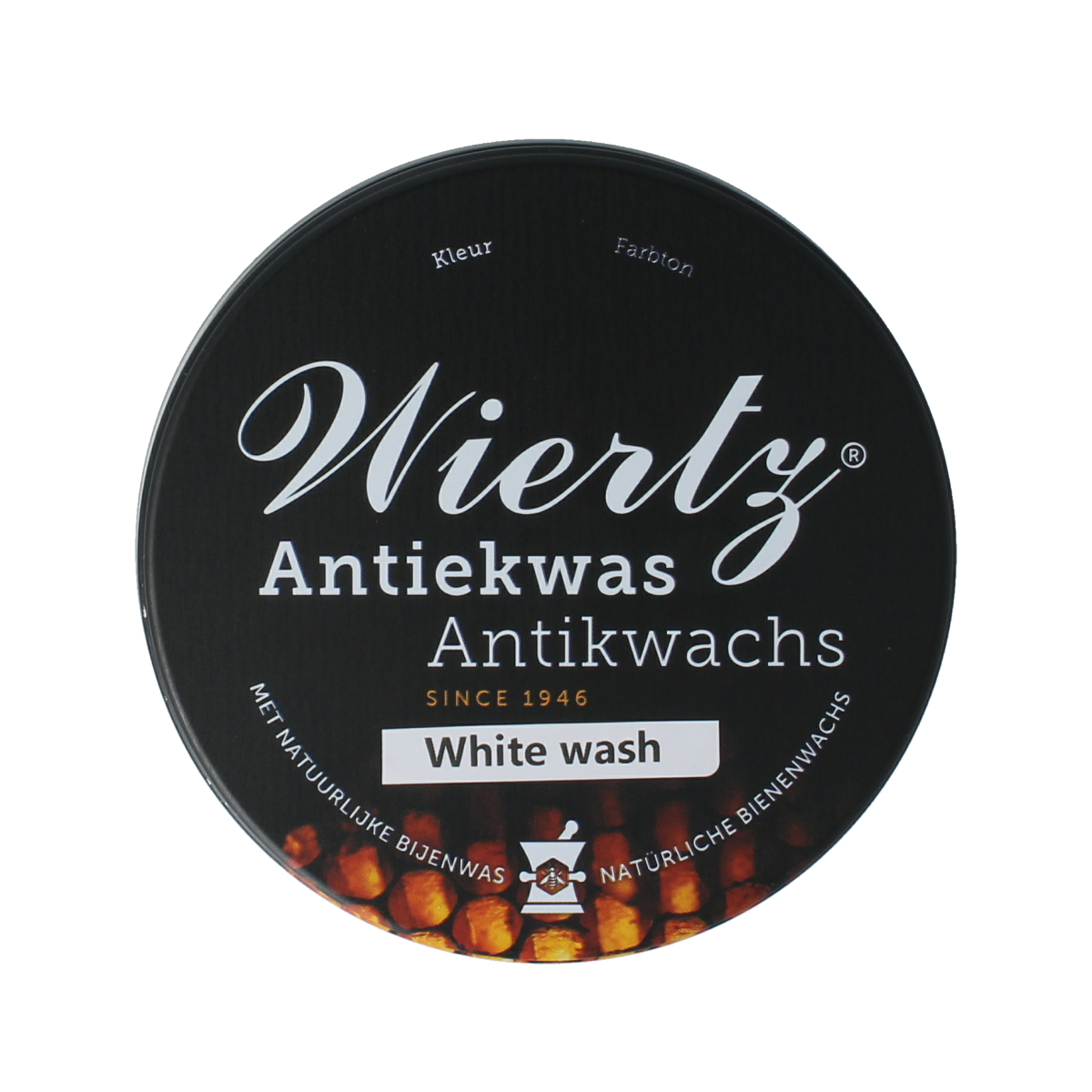 Wiertz Antiekwas white wash 250g container showing the white cleaning product in a jar with label details.