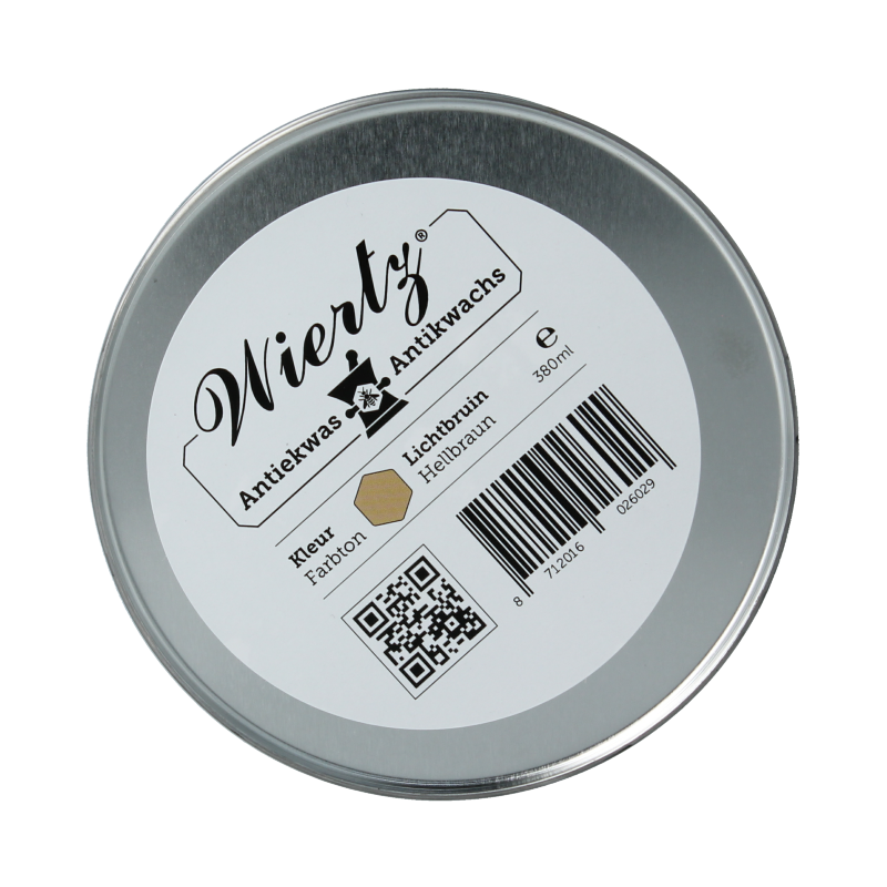 Wiertz Antiekwas licht bruin in een 380 ml fles, schoonmaakartikel met een lichte bruin tint voor antiek en meubelonderhoud.