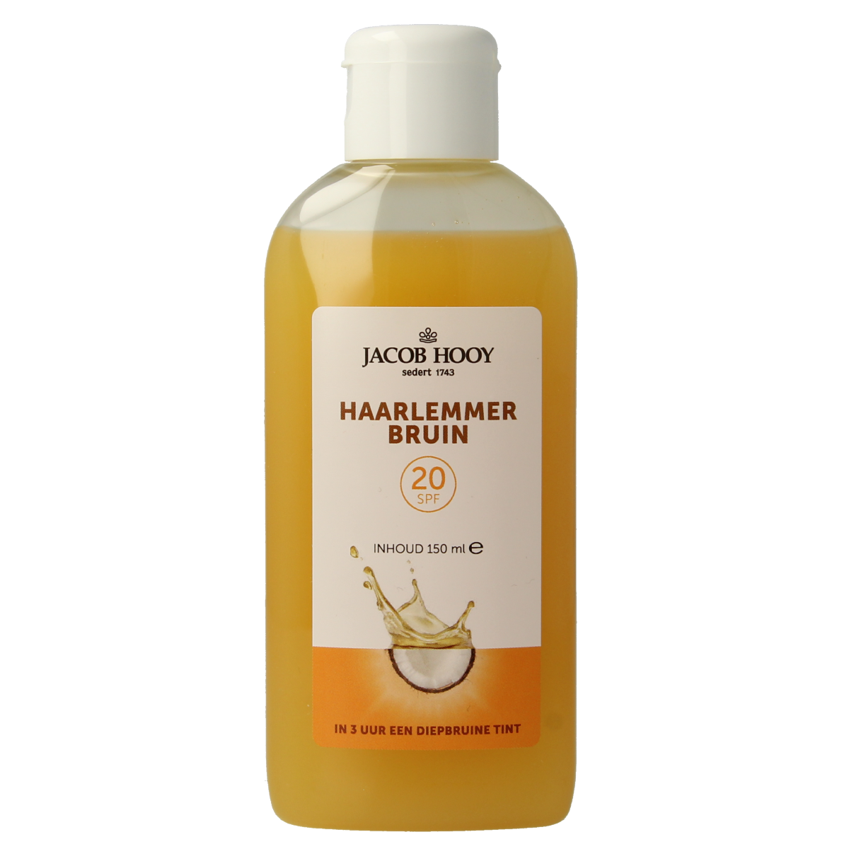 Jacob Hooy Haarlemmerbruin SPF20 sun lotion in 150ml bottle, natural sun protection product with broad-spectrum SPF.