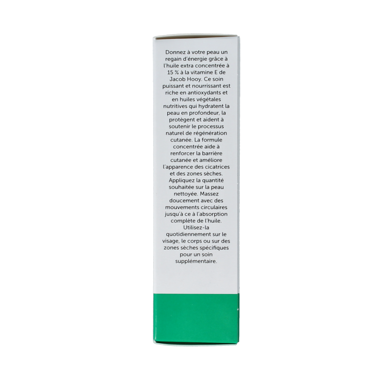 Jacob Hooy Vitamin E olie 15% concentraat for gezichtsverzorging in 15ml bottle, nourishing and antioxidant skincare product.