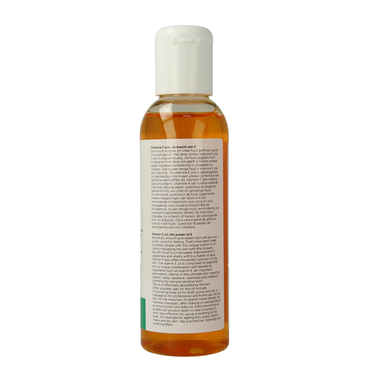 Jacob Hooy Vitamine E huidolie in 150ml bottle, natural body care oil for skin nourishment and hydration.