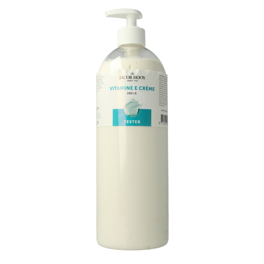 Jacob Hooy Vitamin E body cream 1000ml tester bottle, moisturizing skincare product for body care.