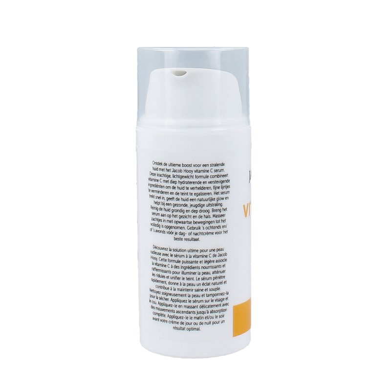 Jacob Hooy Vitamin C serum for facial skincare, 30ml bottle with clear packaging and dropper applicator.