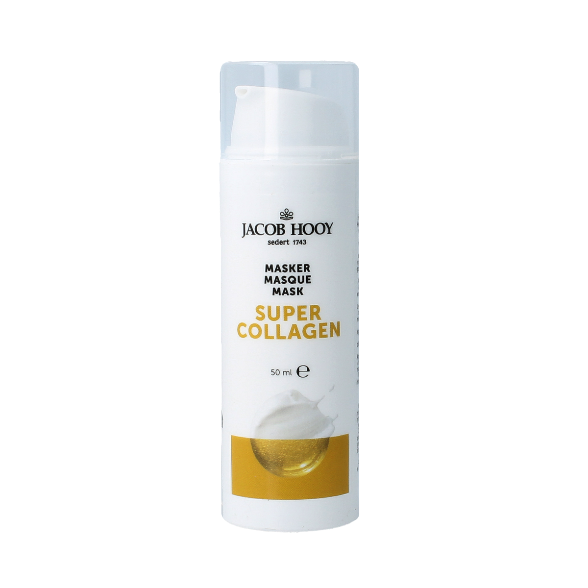 Jacob Hooy Super Collageen gezichtsverzorging masker in 50ml jar, creamy texture ideal for skin hydration and rejuvenation.
