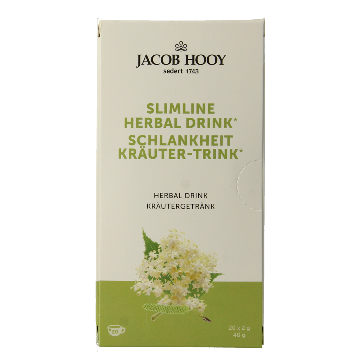 Jacob Hooy Slankisin slimming herbal tea in a box with 20 tea bags, natural weight loss herbal blend from Jacob Hooy.