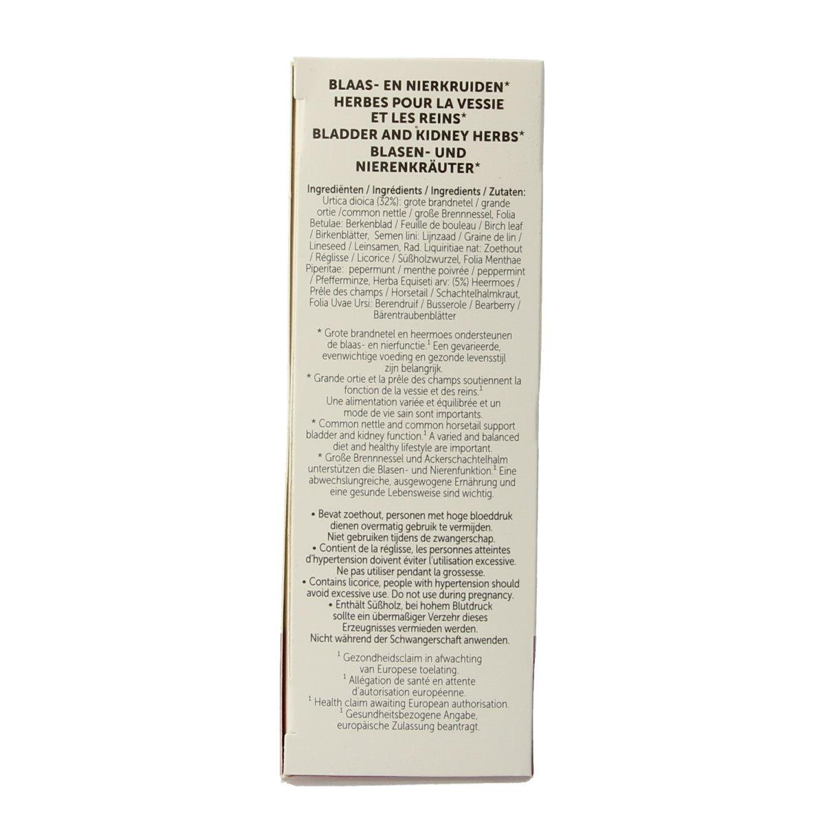 Jacob Hooy Blaas en nierkruiden kruidendrank in a tea bag, herbal blend for kidney and bladder health.