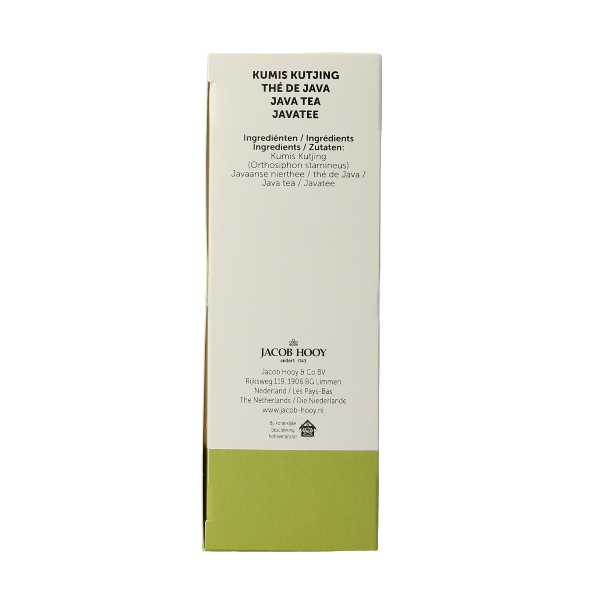 Jacob Hooy Kumis Kutjing tea bags, 20-pack, herbal tea in individual sachets, natural remedy, presented in a clear package