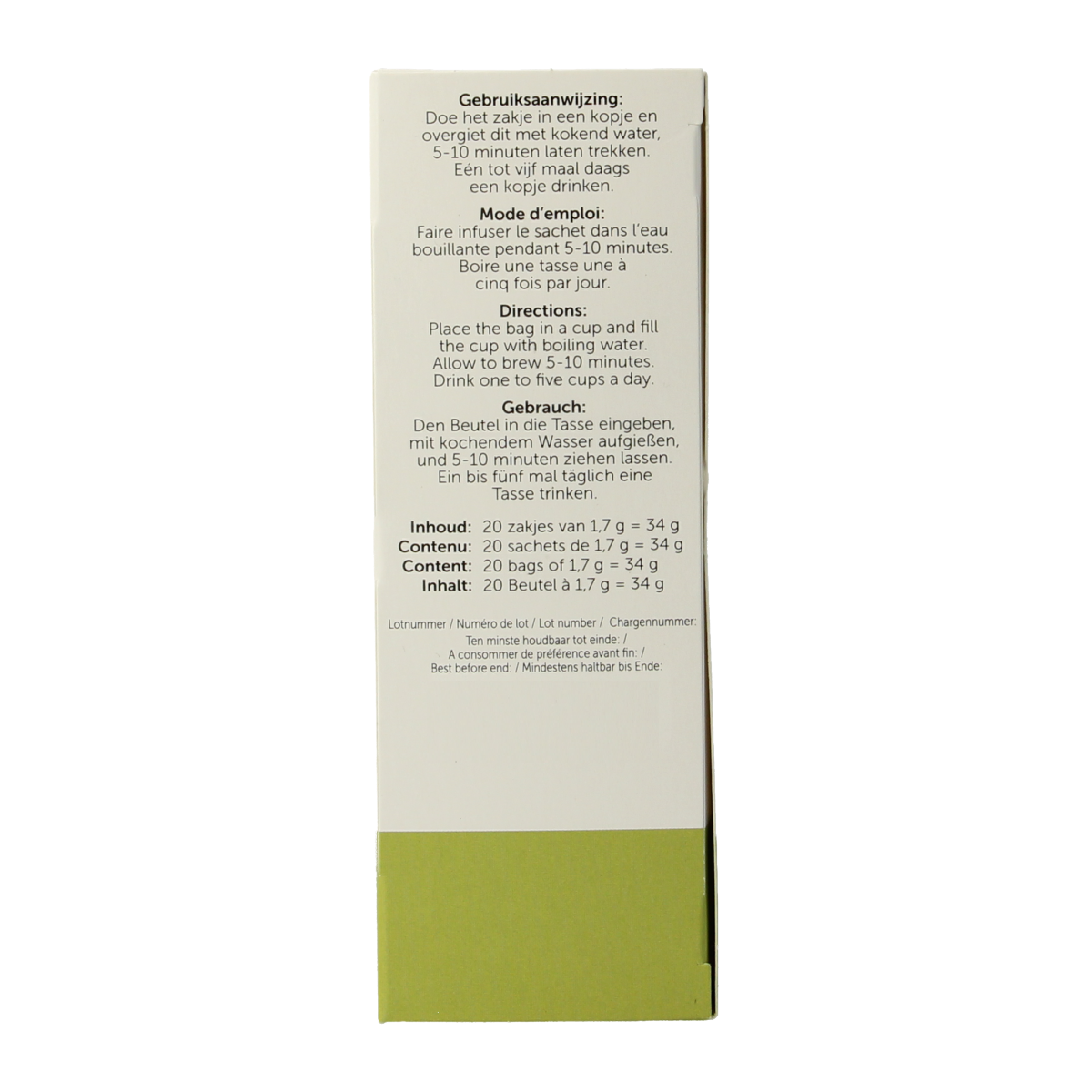 Jacob Hooy Kumis Kutjing tea bags, 20-count, natural herbal tea in a sealed package with individual tea sachets.