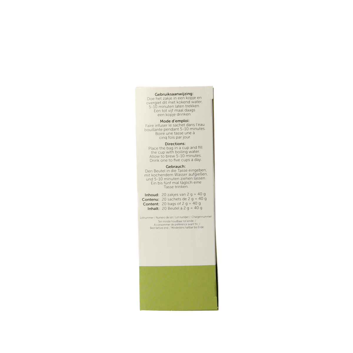 Jacob Hooy Salie tea in 20 tea bags, herbal tea with salie leaves, in packaging showing the tea bags and brand logo.