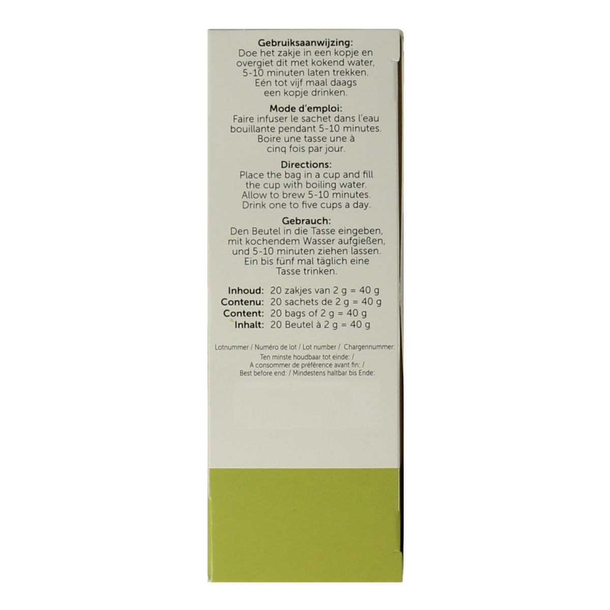Jacob Hooy fennel tea in 20 tea bags, natural herbal infusion with fresh fennel seeds, for soothing and flavorful drinking.