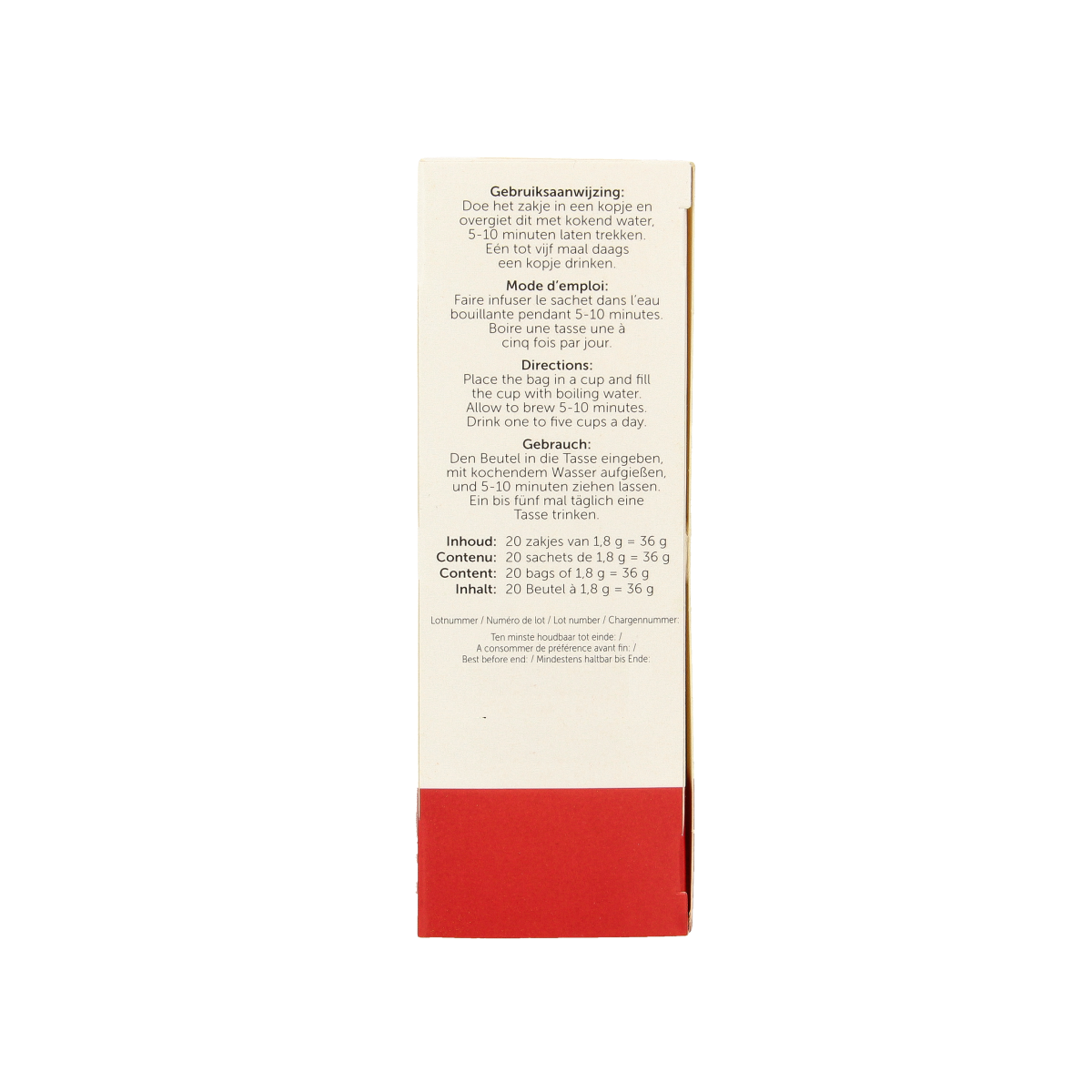 Jacob Hooy Rooibos gember en curcumathee in 20 zakjes, featuring a herbal blend with ginger and turmeric in a box.