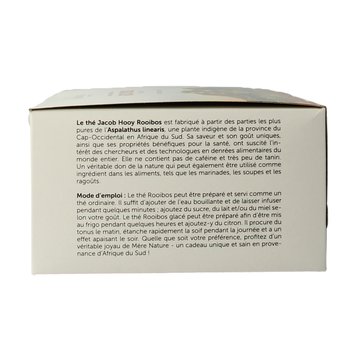 Jacob Hooy Rooibosthee tea sachets, 80-pack, natural herbal tea in individual paper pouches, showcasing a box of Rooibosthee from Jacob Hooy.
