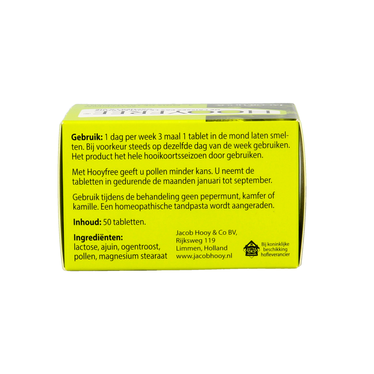 Jacob Hooy herbal tablets in a bottle, natural herbal supplement from Jacob Hooy, 4-month supply, shown in the image.