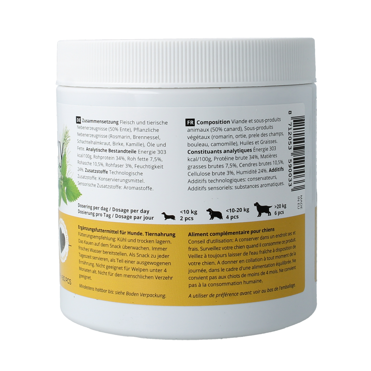 Jacob Hooy Pets healthy dog skin and coat supplement, 80 tablets, dietary supplement for pets with visible packaging.