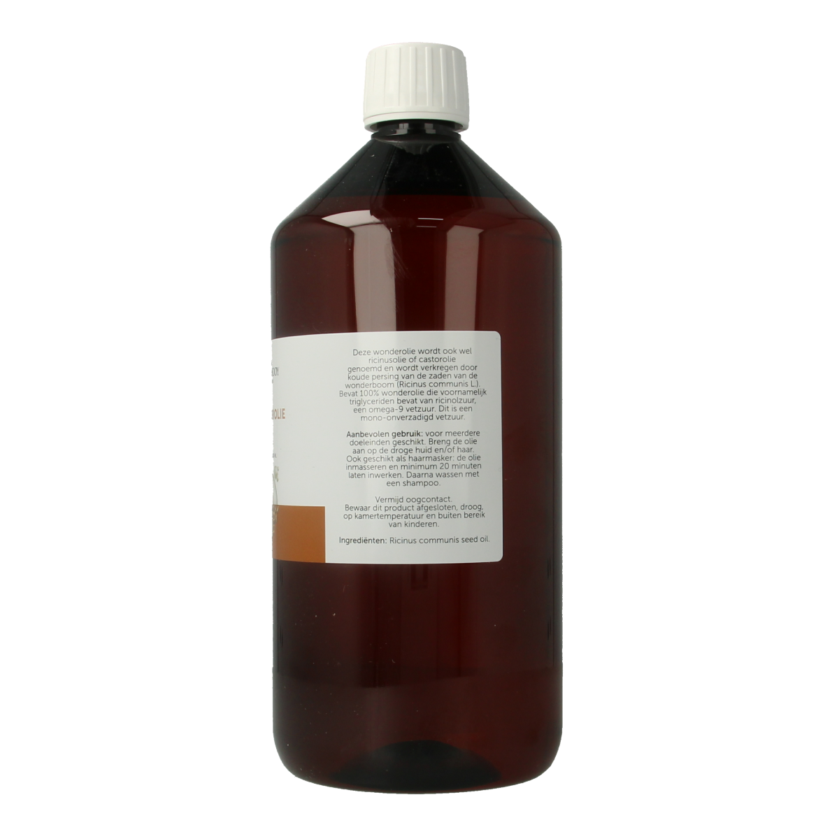 Jacob Hooy Wonder olie in a 1-liter bottle, natural oil product from the Oliën en Vetten category, with a clear label and cap.