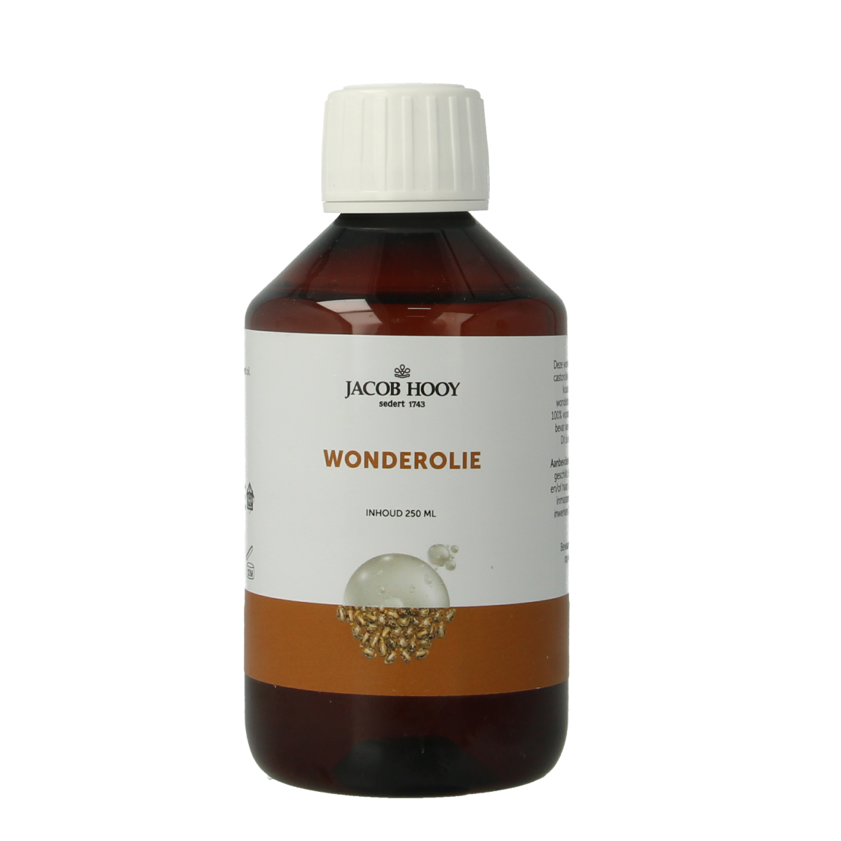 Jacob Hooy Wonderolie body care oil in a 250ml bottle, natural herbal skincare product from the Dutch brand.