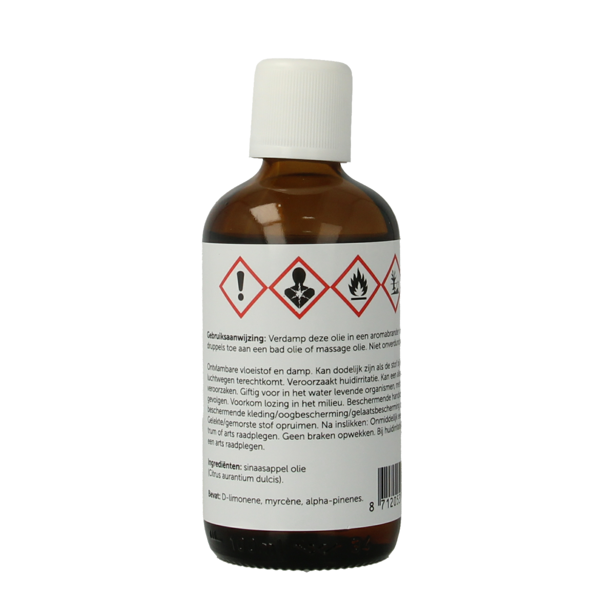 Jacob Hooy Sinaasappel etherische olie in 100ml bottle, bright orange citrus essential oil for aromatherapy and natural use.