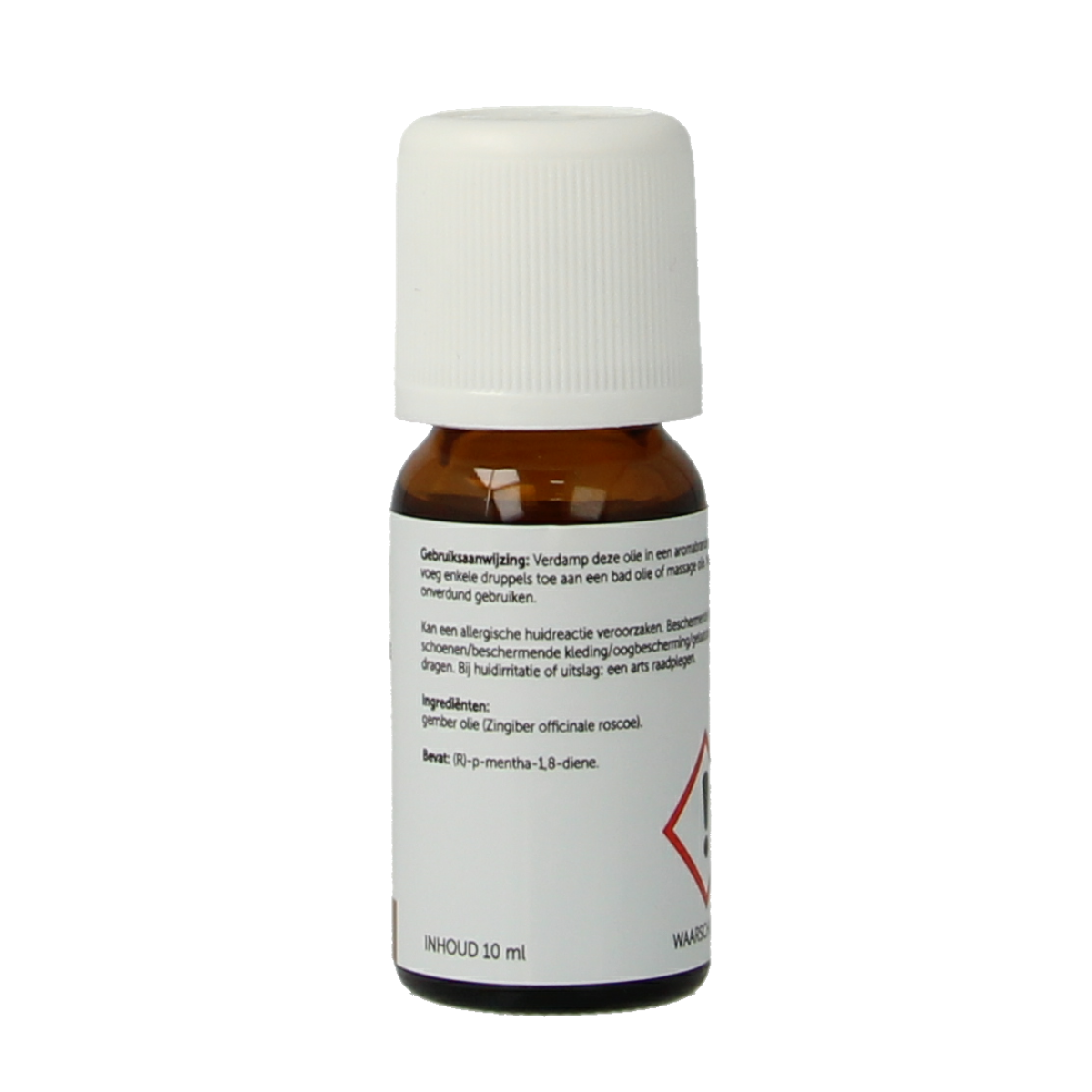 Jacob Hooy ginger essential oil in a 10ml bottle, natural aromatic oil for wellness and aromatic use.