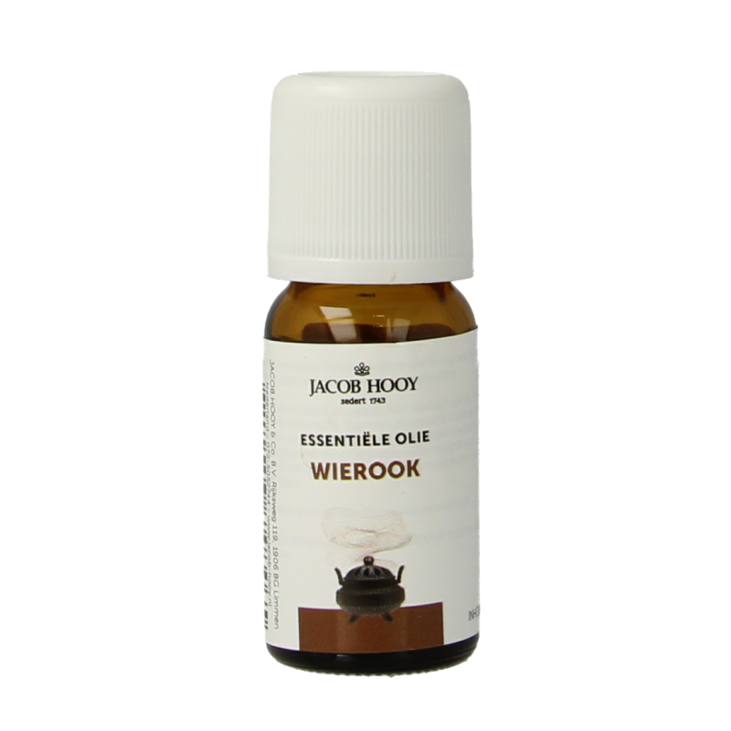 Jacob Hooy Wierook olie in a 10ml bottle, aromatic essential oil for use in aromatherapy and wellness practices.