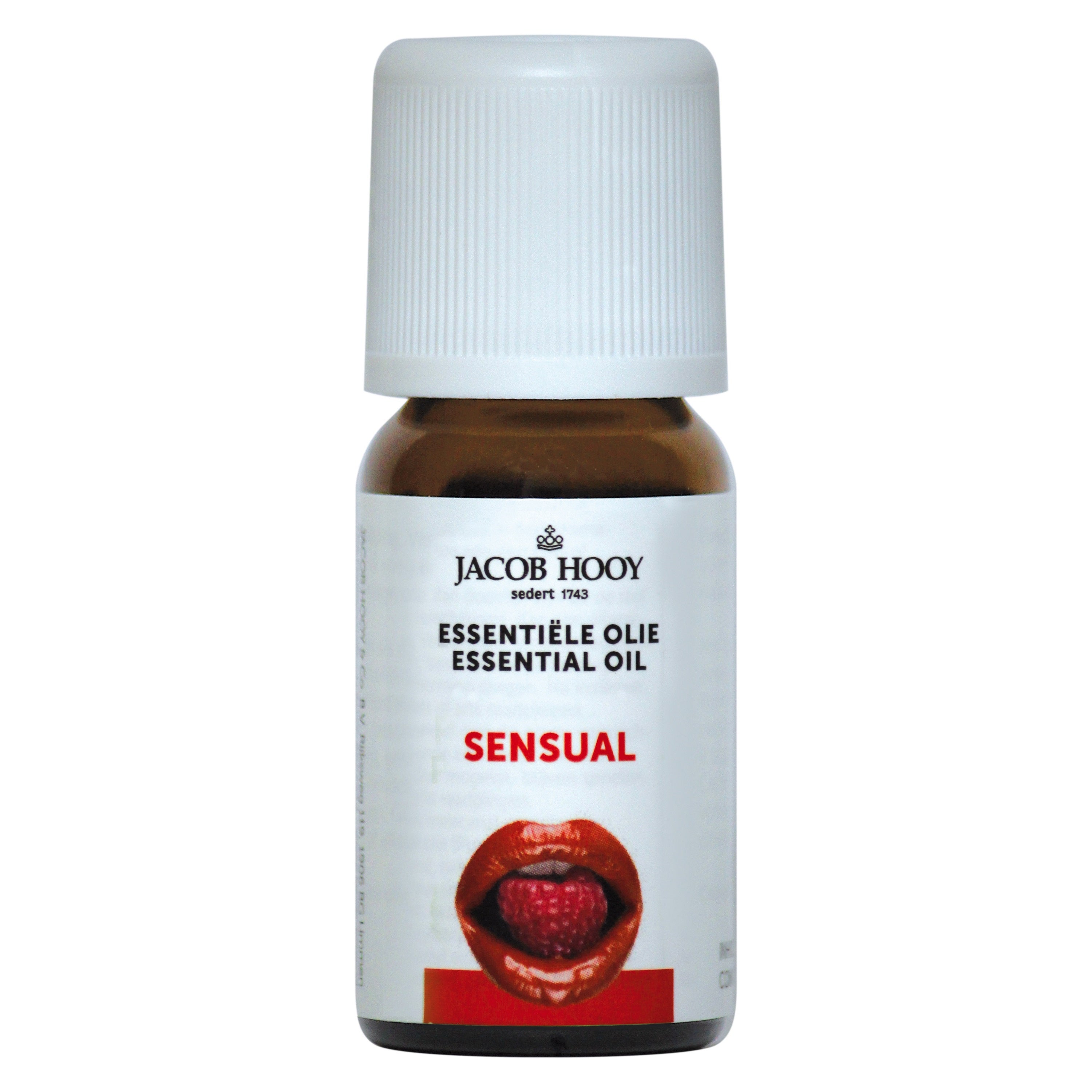Jacob Hooy Sensual olie in 10ml bottle, natural essential oil with soothing and aromatic properties, shown in the image.