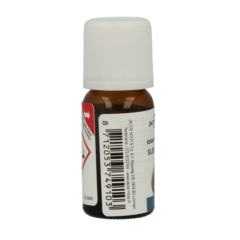 Jacob Hooy Sleep Well oil in a 10ml bottle, featuring aromatic essential oils for relaxation and restful sleep.