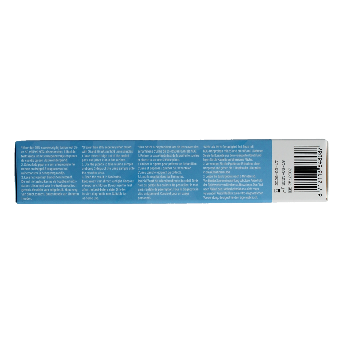 Clairivo Zwangerschapstest cassette for pregnancy testing, two self-test kits in packaging, with brand logo and test components.