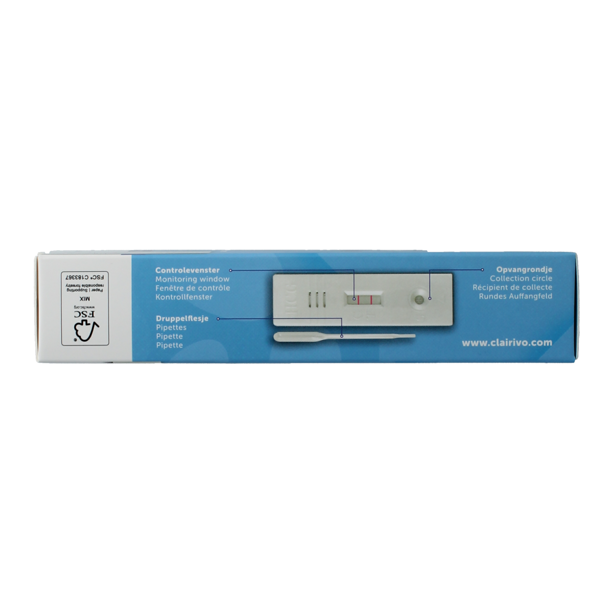 Clairivo pregnancy test cassette set with two self-testing kits, featuring digital display and easy-to-use design.