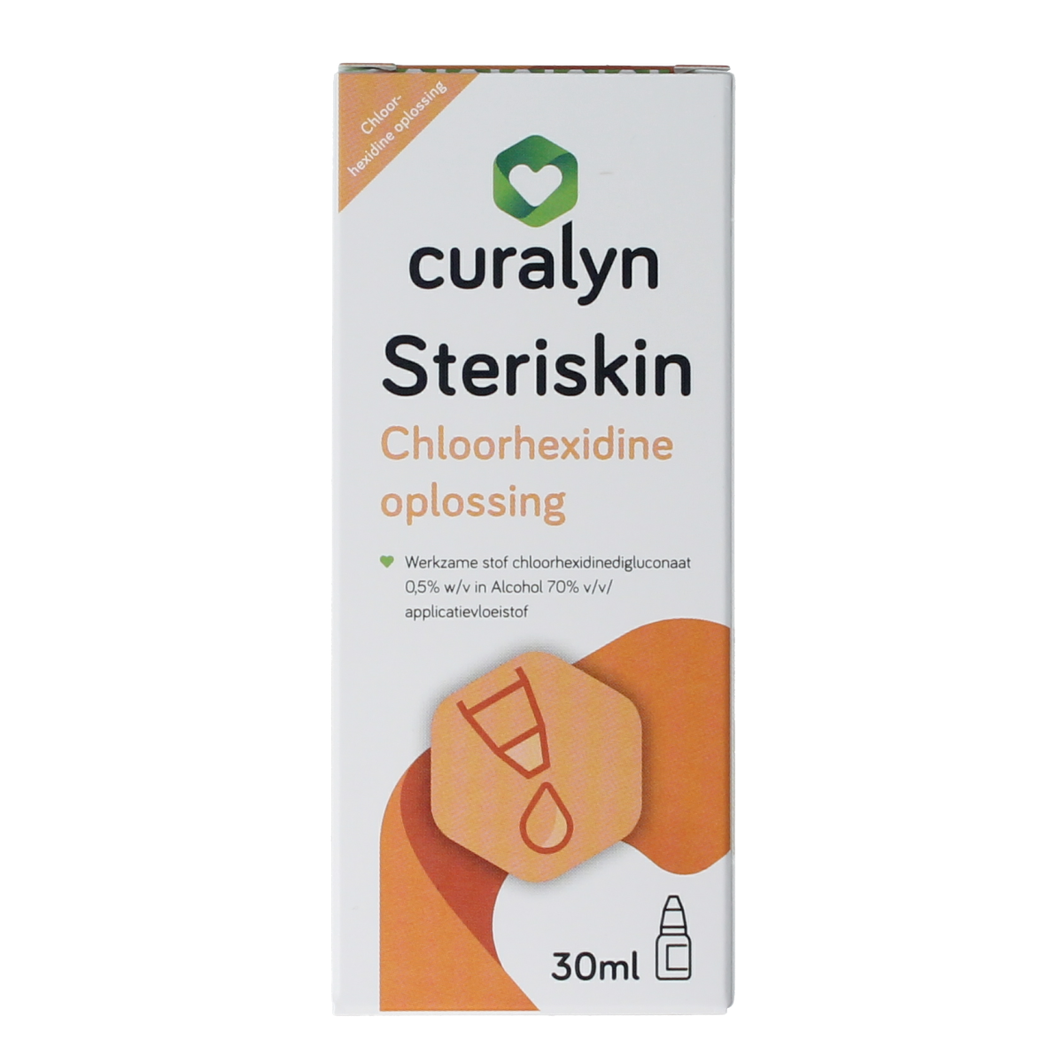 Curalyn Steriskin body care product in a 30ml bottle, designed for skin improvement and nourishment.