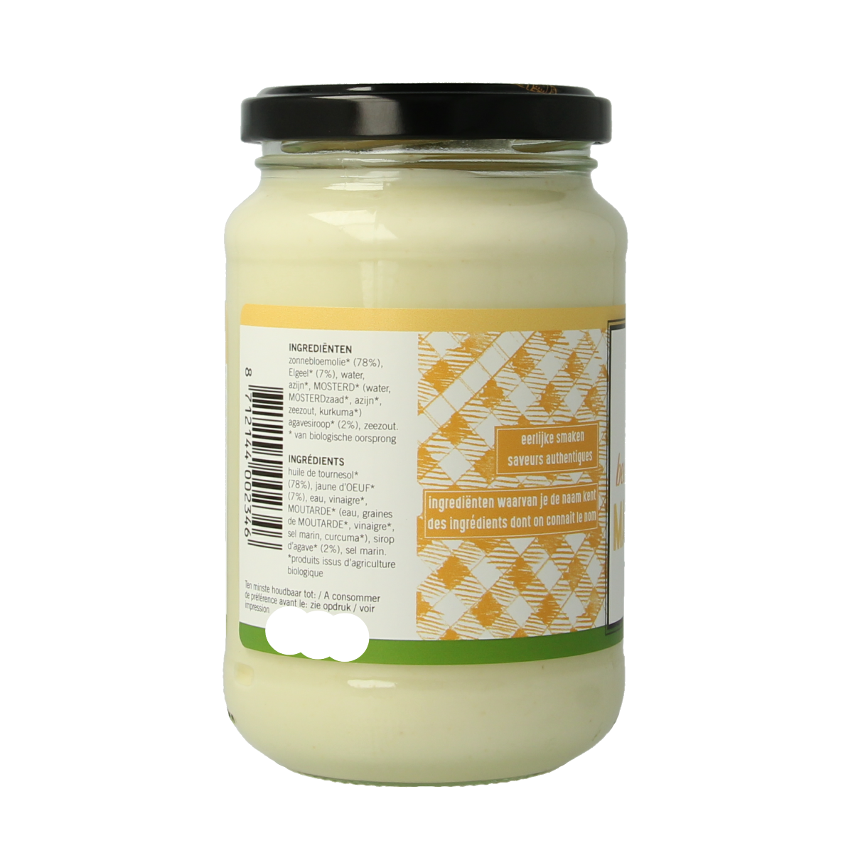 Van Ton biologische zoete mayonaise in 310g jar, creamy sauce ideal for sandwiches and salads.