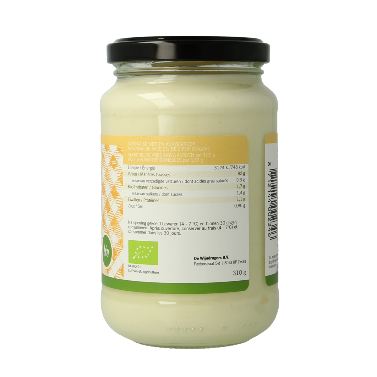 Van Ton biologische mayonaise met lichte zoetheid in een 310g verpakking, geschikt als saus en smaakmaker.