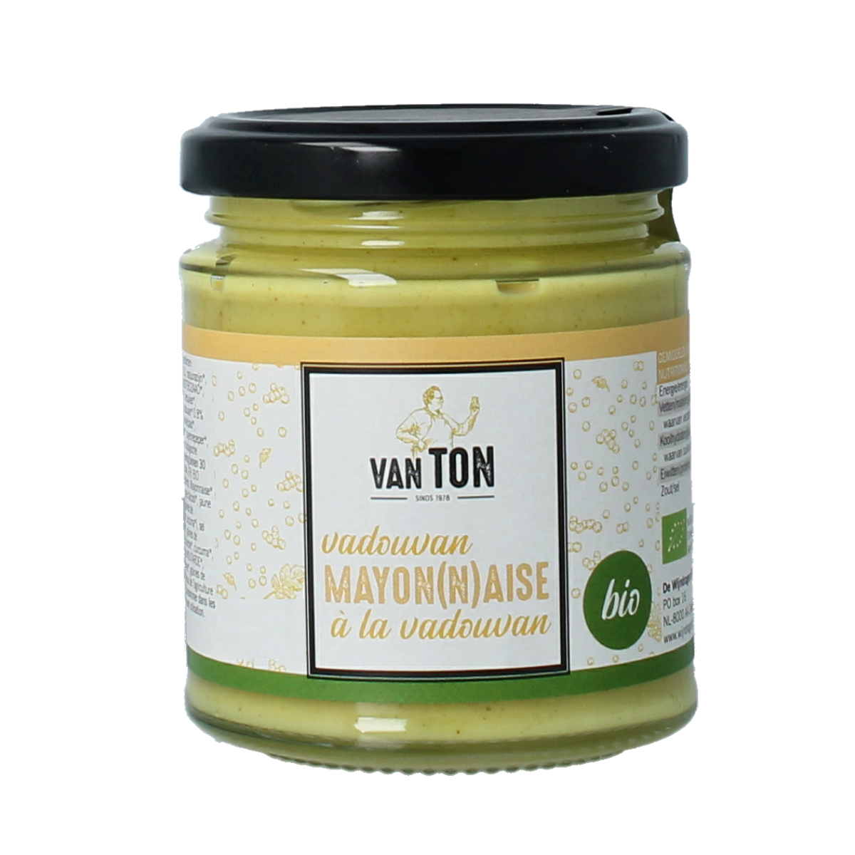 Van Ton Van Ton Mayonnaise Vadouvan Bio sauce in 190ml bottle, showcasing rich creamy texture and label details.
