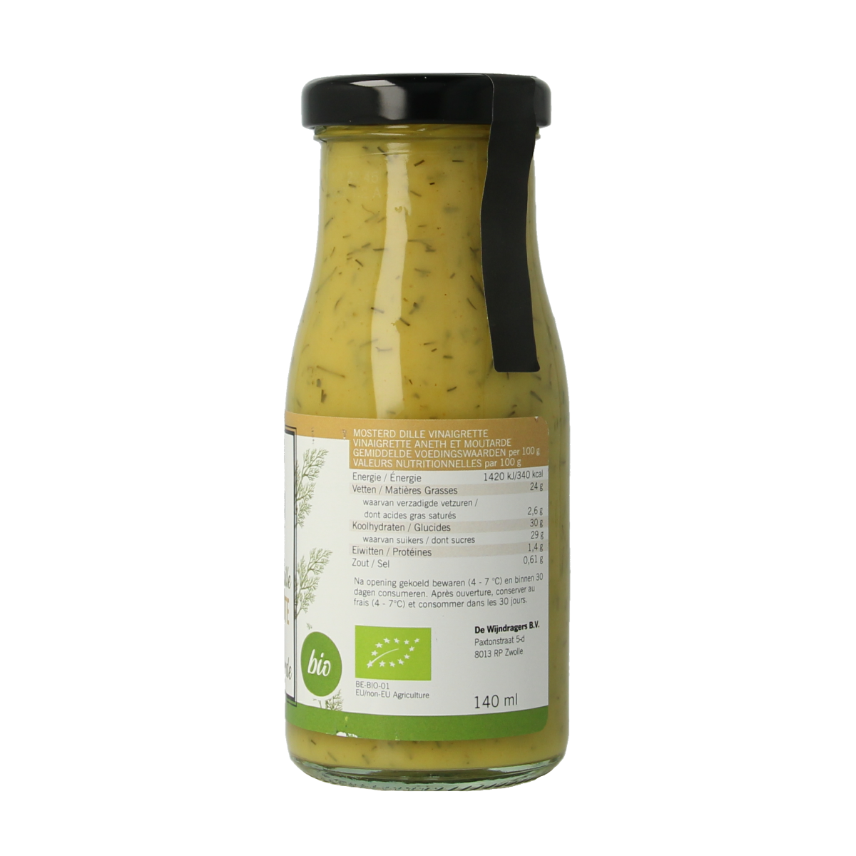 Van Ton bio mustard dill dressing in a 150ml bottle, with creamy mustard and fresh dill visible on the label.
