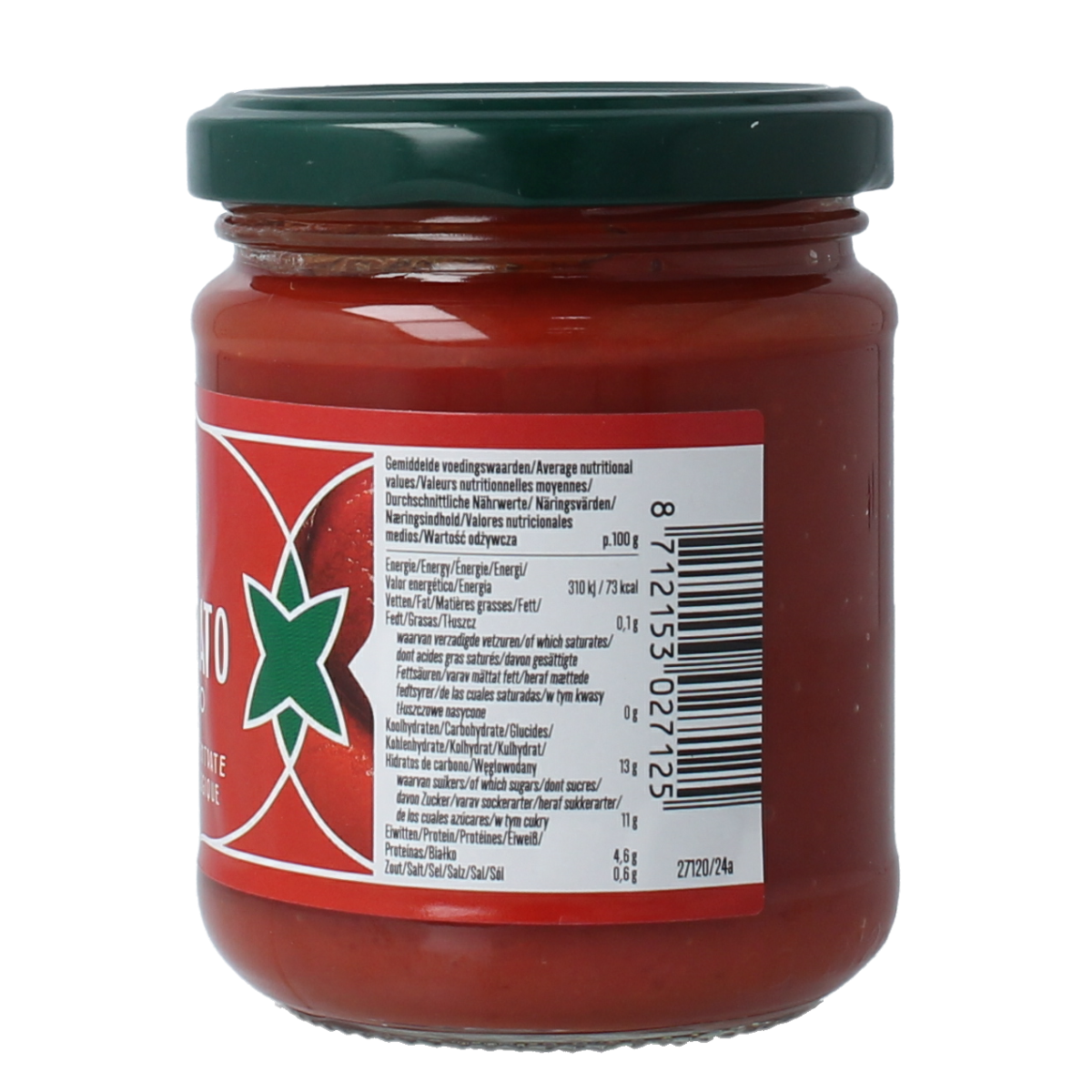 Bioidea organic tomato puree 22% in a 200g container, showcasing fresh, ripe tomatoes for cooking and sauces.