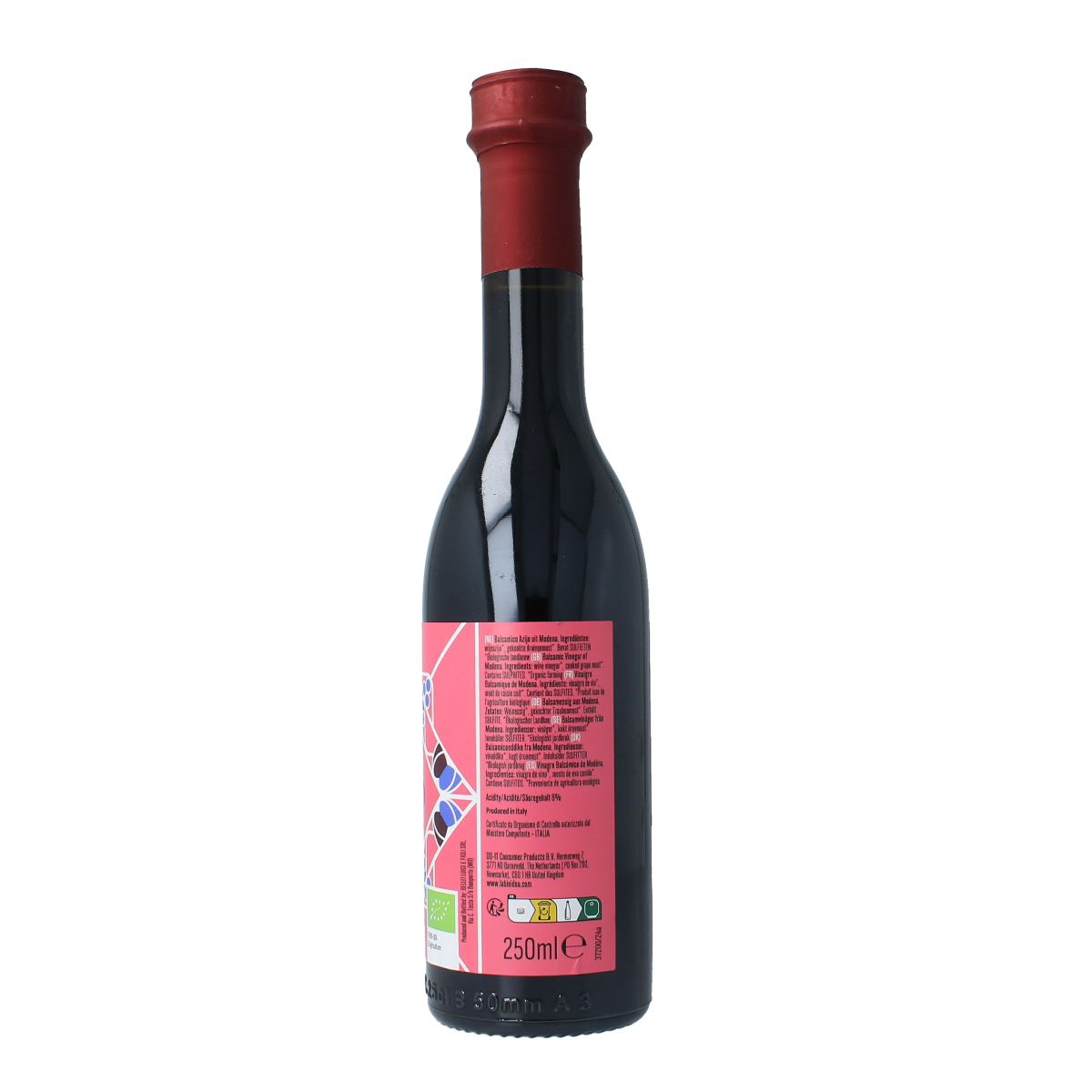 Bioidea organic balsamic vinegar 250ml bottle, used as a flavorful sauce and seasoning for salads and dishes.