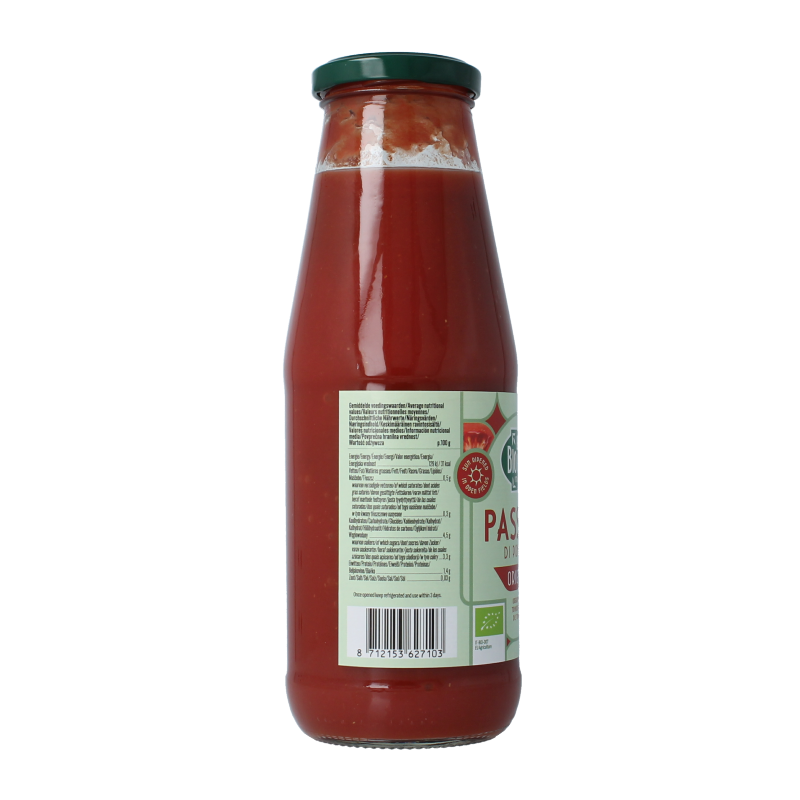 Bioidea organic passata with strained tomatoes in a 680g jar, perfect for sauces and cooking.