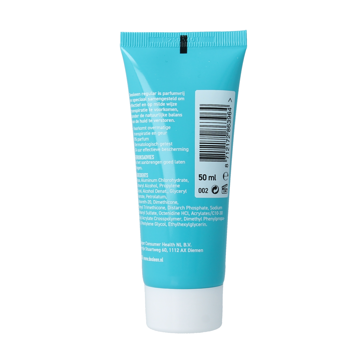 Deoleen deodorant creme regular in a 50ml jar, showing the smooth white cream inside the container.